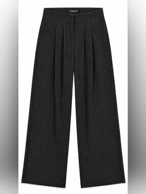 Signature Wide-Leg Pleated Pants - Black